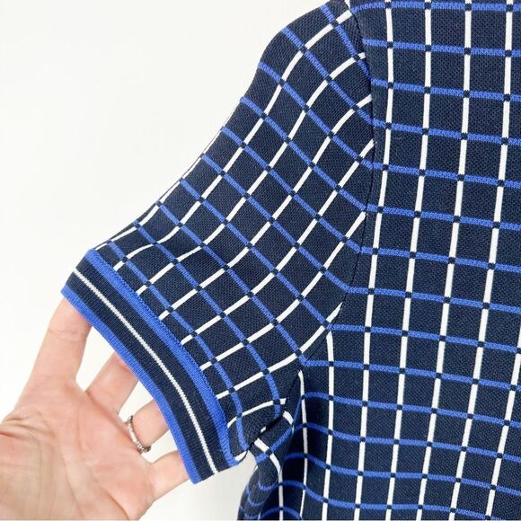 Tommy Hilfiger Navy/Periwinkle/White Windowpane Knit Short Sleeve Dress Sz Small - Picture 4 of 14